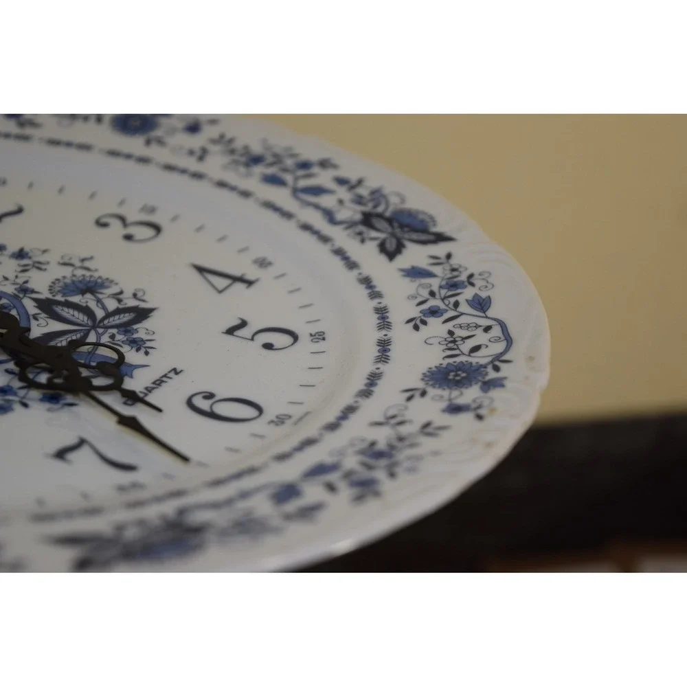Vintage Linden Blue Floral Porcelain Wall Clock Japan - great condition